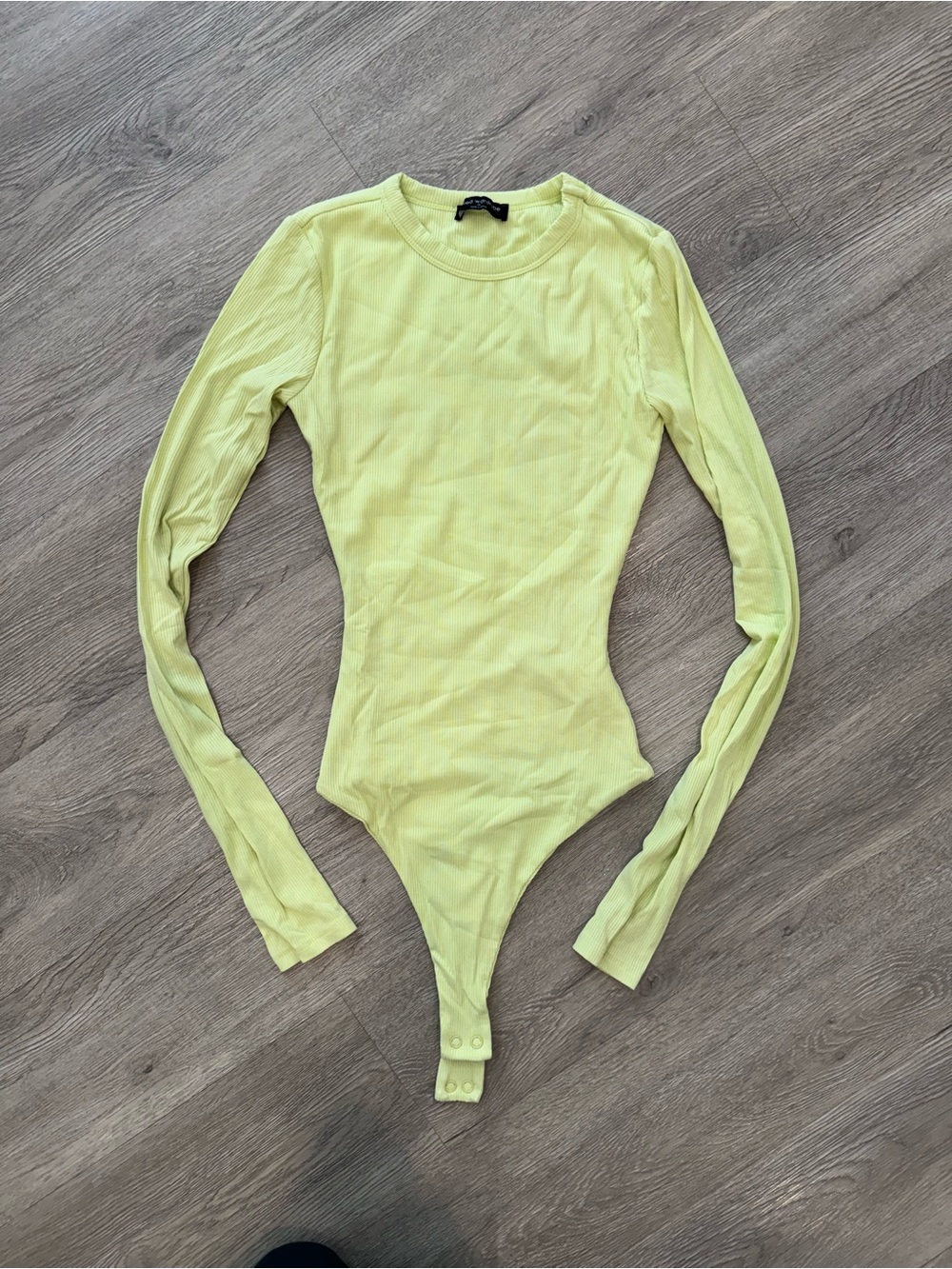 naked wardrobe Light Lime Ribbed Long Sleeve Bodysuit